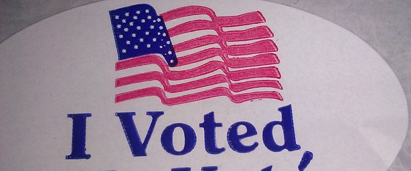 sticker displaying I voted text