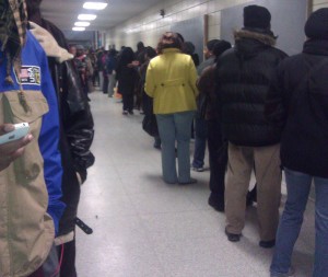 Voters standing in line